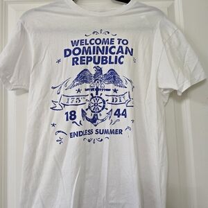 Dominican Republic Endless Summer White Graphic T-Shirt Sz S EUC